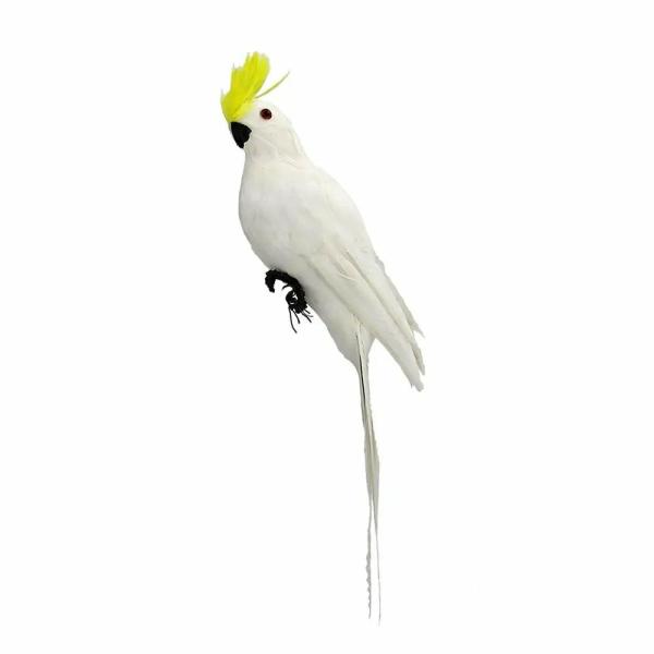 Artificial Lifelike Parrot Cockatoo Foam Feather Bird – White 25Cm Small  |   Feather Birds