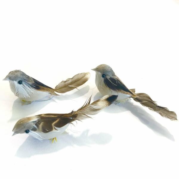 Artificial Realistic Decorative Natural Plastic Feather Birds X 12 Pcs – (Style 1)  |   Feather Birds