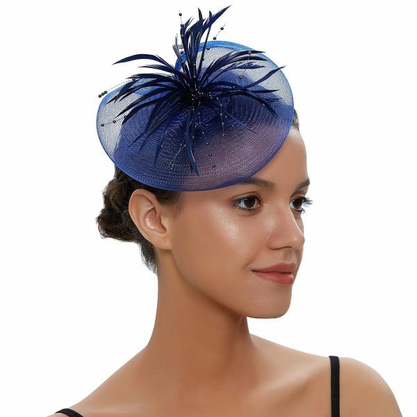 Crinoline And Feather Headband Fascinator – Navy  |   Fascinators