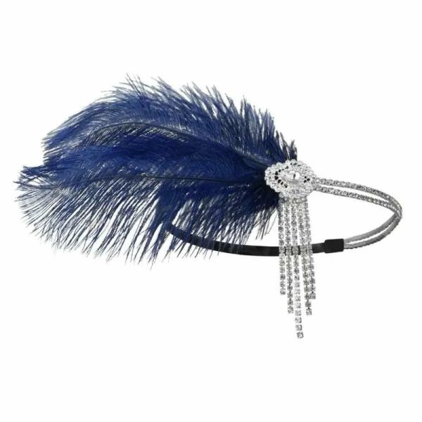 Great Gatsby 1920’s Flapper Feather Headdress Fancy Dress – Navy (Style 26)  |   Gatsby Headpieces