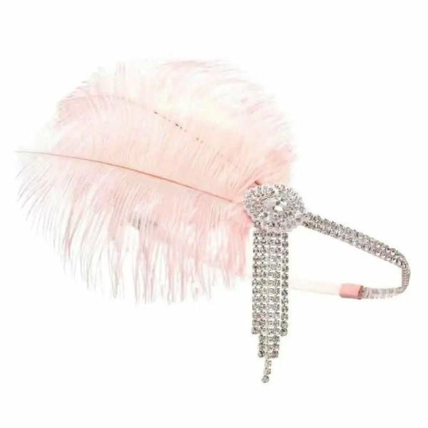 Great Gatsby 1920’s Flapper Feather Headdress Fancy Dress – Pink (Style 26)  |   Gatsby Headpieces