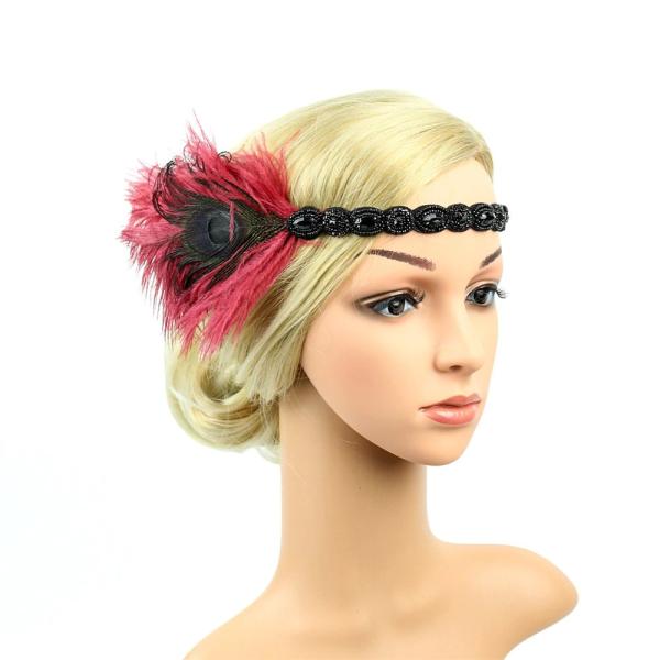 Great Gatsby 1920’s Flapper Feather Headdress Fancy Dress – Red (Style 10)  |   Gatsby Headpieces