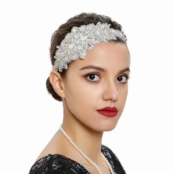 Great Gatsby 1920’s Flapper Headdress Fancy Dress – Silver (Style 15)  |   Gatsby Headpieces