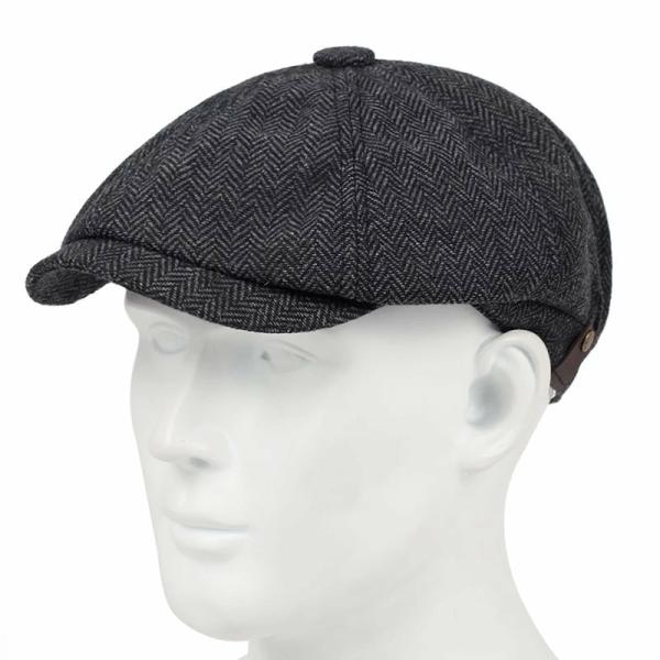 Great Gatsby 1920’s Flapper Newsboy Herringbone Flat Hat Cap – Dark Grey  |   Gatsby Headpieces