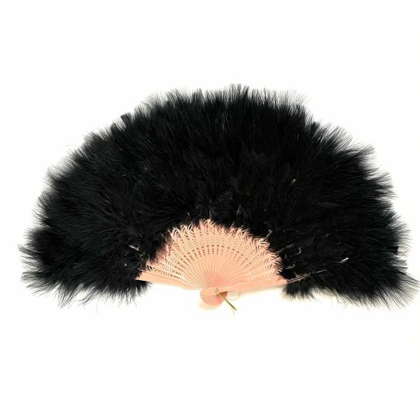 Marabou Large Deluxe Dainty Feather Fan – Black (Style 4)  |   Feather Fans