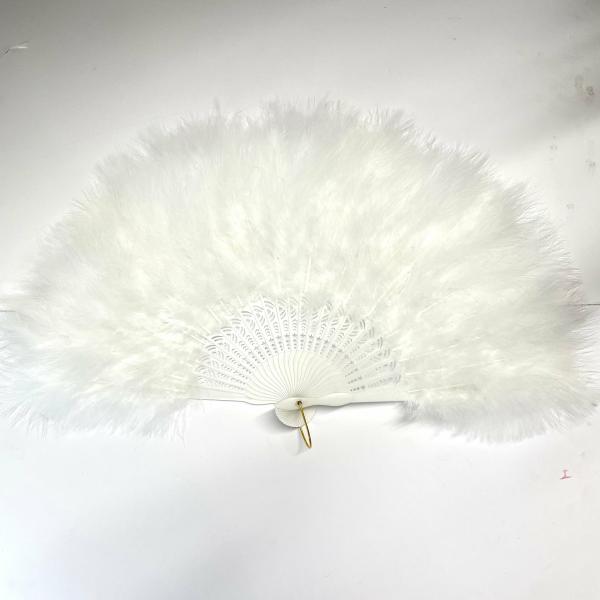 Marabou Large Deluxe Dainty Feather Fan – White (Style 1)  |   Feather Fans