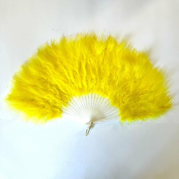 Marabou Large Deluxe Dainty Feather Fan – Yellow (Style 1)  |   Feather Fans