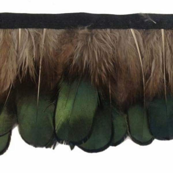 Natural Jewel Green Pheasant Feather Trimming Per Metre  |   Feather Trimming