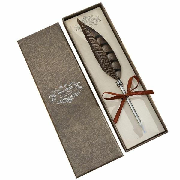 Natural Lady Amherst Pheasant Feather Ballpoint Pen  |   Feather Pens