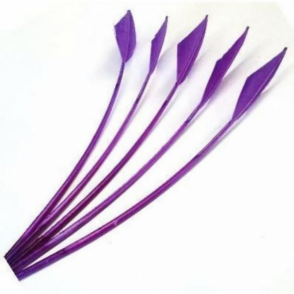 Turkey Wing Arrowhead Feather X 5 Pcs –  Purple  |   Arrowheads