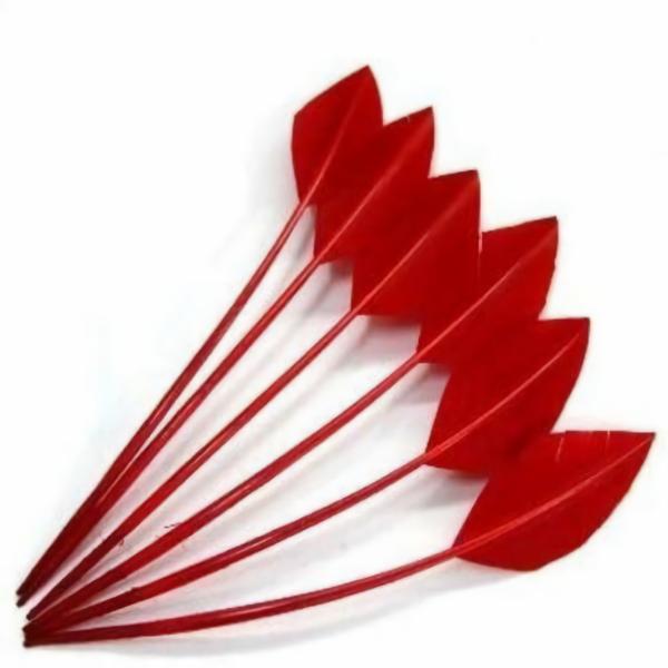 Turkey Wing Arrowhead Feather X 5 Pcs – Red  |   Arrowheads