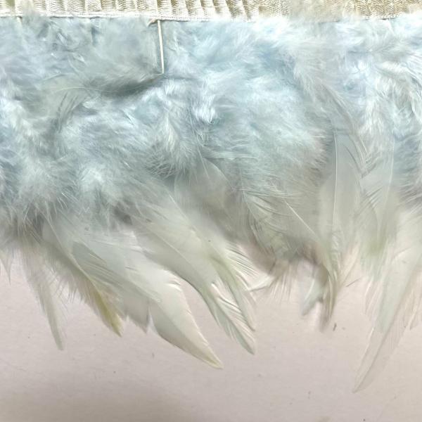 Hackle Saddle Rooster Feather Ribbon Strung Per Metre – Baby Light Blue  |   Fly Tying Materials